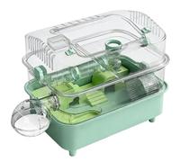 Hamster cage Hamster cage double-layer spacious acrylic transparent feeding box house(Green)