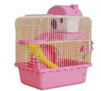 Hamster Cage Hamster cage double layered with a house can be carried by hand and taken out(Pink)