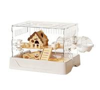 Hamster Cage Hamster cage large space acrylic transparent easy to disassemble feeding box(White)