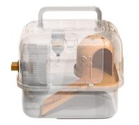 Hamster Cage Hamster cage portable handheld panoramic transparent double-layer outdoor use(Yellow)