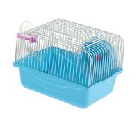 Hamster Cage Hamster Cage Small Pet Mice Mouse House Bed Transport Box with Running Wheel Toy Water Bottle(Blue)
