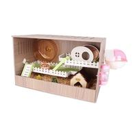 Hamster Cage Hamster cage space large acrylic dedicated pet raising small villa Habitat(Natural Wood)