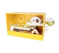 Hamster Cage Hamster cage space large acrylic dedicated pet raising small villa(Yellow)