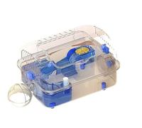 Hamster Cage Hamster cage spacious ventilated fully transparent with running wheels(Blue)