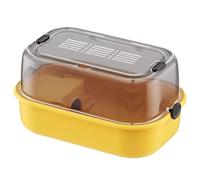 Hamster Cage Hamster cage transparent panoramic small pet specific feeding box(Yellow)