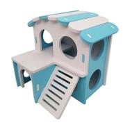 Hamster Cage Hamster Villa Leisure Guinea-pig House Bur-free Cage Accessories Mouse Sleeping Nest Toy(Blue White)