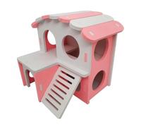 Hamster Cage Hamster Villa Leisure Guinea-pig House Bur-free Cage Accessories Mouse Sleeping Nest Toy(Pink White)