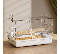 Hamster Cage,Hedgehog Cage with Wooden House Hideout Hedgehog Enclosure with Door for Small Pet(A)