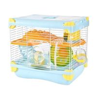 Hamster Cage Hollow out design hamster cage portable and convenient small villa(Blue)