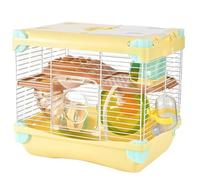 Hamster Cage Hollow out design hamster cage portable and convenient small villa(Yellow)