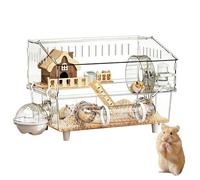 Hamster Cage Large - 2-Layer Clear Pet Enclosure | Big Hamster Cage with Water Bottle and Bathroom | for Small Pet Guinea Home Animal Observation Indoor Outdoor Travel