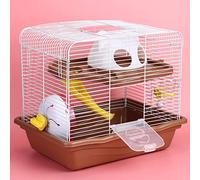 Hamster Cage Large, Gerbil Cage Double Layer Luxury, 35x26.5x32cm with Quiet Running Wheel for Indoor Pet Taming Experience.