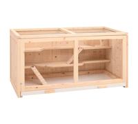 Hamster Cage Natural Fir Wood 89.5x45x45 cm Wire Mesh Pull-Out Tray Spacious XL