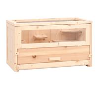 Hamster Cage Natural Fir Wood Acrylic Front PVC Tray 60x30x35 cm. ClearWindow