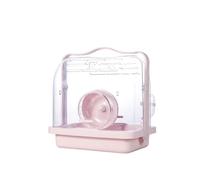 Hamster Cage Pet Hamster Cage Transparent Pink White Blue Can Handheld Outside Suitable for Small Animals Accessories(Pink)