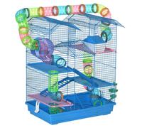 Hamster Cage Plastic 47x30x59cm Blue Multi-Level Starter Kit w/ Accessories Play