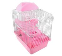 Hamster Cage Plastic Wire Double Layer with Removable Tray Pink