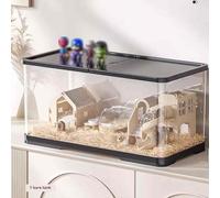 Hamster Cage Set, Large Plastic Cozy House with 360° Panoramic View, Ventilated Design for Optimal Airflow, Durable Integrated Frame