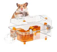 Hamster Cage - Small Animal Hide Out Shelter - Activity Decorative Clear Habitat with Dispenser and Wheel for Bunny Resting Sleeping Playing Chinchilla Hiding