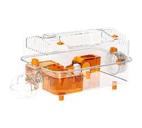 Hamster Cage - Small Animal Playpen | Hamster House | Complete Transparent Display Cage | Clear Habitat With Dispenser And Wheel | Decorative Activity For The Bunny Resting
