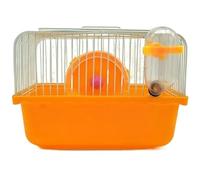 Hamster Cage Small Pet Mice Mouse House Bed Transport Box with Running Wheel Toy Water Bottle Hamster Travel Cage(Yellow)
