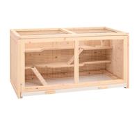 Hamster Cage Solid Fir Wood 104x52x54 cm Pull-Out Tray Wire Mesh Roof for Pets