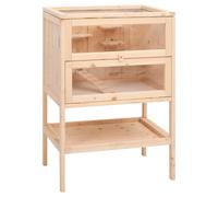 Hamster Cage Solid Fir Wood Acrylic Front PVC Plywood Large 55x40x80 cm Natural