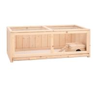 Hamster Cage Solid Fir Wood PVC Plywood 104x52x38 cm Natural Large with Tray Top