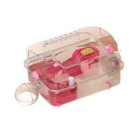 Hamster cage spacious ventilated fully transparent with running wheels Hamster Travel Cage(Pink)