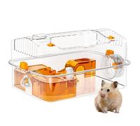 Hamster Cage, Transparent Habitat,14.96x10.24x8.27 Inch Water Dispenser & Wheel, Clear Activity Enclosure for Bunny Resting, Chinchilla Playing, Sleeping Pets at Home Space