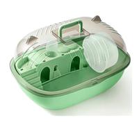 Hamster cage transparent portable water dispenser running wheel for external use Hamster Travel Cage(Green)