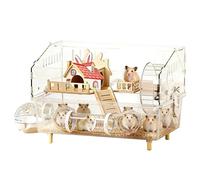 Hamster Cage - Two-Tier Transparent Enclosure with Balance Wheel, Drinking Bottle, Toilet, Home for Gerbils, Hamsters, Chinchilla, Hedgehogs | Small Animal Enclosure