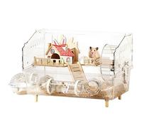 Hamster Cage - Two-Tier Transparent Enclosure with Balance Wheel, Drinking Bottle, Toilet - Rodent Home for Gerbils, Hamsters, Chinchilla, Hedgehog, Activity, Rest, Sleep, Play