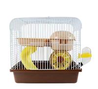 Hamster Cage Villa Spacious Hollow Mesh with Handle Easy to Carry Hamster Travel Cage(Coffee)