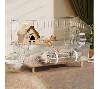 Hamster Cage with All Accessories, Gerbil Cage Wide Door Design for All-Round Observation Anti-Bite Suitable for Hamsters, Guinea Pigs, Gerbils(C-45 * 30 * 33cm)