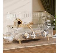 Hamster Cage with All Accessories, Gerbil Cage Wide Door Design for All-Round Observation Anti-Bite Suitable for Hamsters, Guinea Pigs, Gerbils(D-45 * 30 * 33cm)