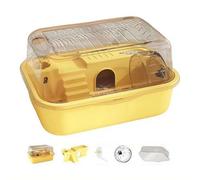 Hamster Cage with Removable Base, Hamster Double Layer Habitat with Quiet Exercise Wheel, Ventilated Activity Zone Pet Enclosure, Easy Cleaning (Yellow)