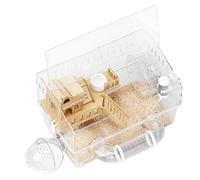 Hamster Cages | 2-Tier Natural Behavior Visibility Clear Habitat With Running Exercise Wheel Water Bottle Bathroom,Gerbil Cage | Hygienic Cleaning Solution Hamster Chinchilla Hedgehog Small Animal