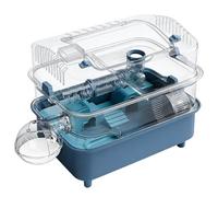 Hamster Cages Hamster cage double-layer spacious acrylic transparent feeding box house(Blue)