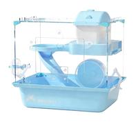 Hamster Cages Hamster cage golden bear spacious and transparent double layered nest(Pink Yellow)