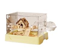 Hamster Cages Hamster cage large space acrylic transparent easy to disassemble feeding box(Light Yellow)