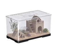 hamster cages Hamster cage large space breathable shelter acrylic transparent rodent cage(Black)