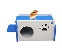 Hamster Cages Hamster Cage Paw Decor Small Animal Hideout House With Ladder for Squirrel(Dark Blue)