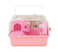 Hamster Cages Hamster cage pet villa home desktop portable easy to carry with running wheels(Pink)