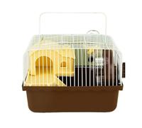 hamster cages Hamster cage pet villa home desktop portable easy to carry with running wheels rodent cage(Coffee)