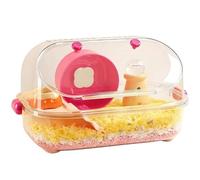 Hamster Cages Hamster cage transparent villa golden bear feeding box supplies(Pink)