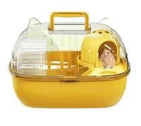 Hamster Cages Portable hamster cage with handle fully breathable built-in shelter(Yellow)