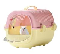 hamster cages Take out special dual tone hamster cage with water bottle portable and rodent cage(Pink Yellow)