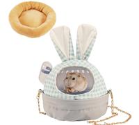 Hamster Carrier Cage with Lovely Cover and Chain Portable Cages Small Animals Carry Travel Case with Water Bottle Plastic Breathable Outgoing Cage for Dwarf Hamster Guinea Pig (Blue)