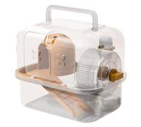 Hamster Carrier - Panoramic Transparent Double-Layer Luxury Small Pet Outing Case | Portable Travel Cage for Golden Dwarf Hamsters | Extra Large Ventilation Villa for Hiking & Walking